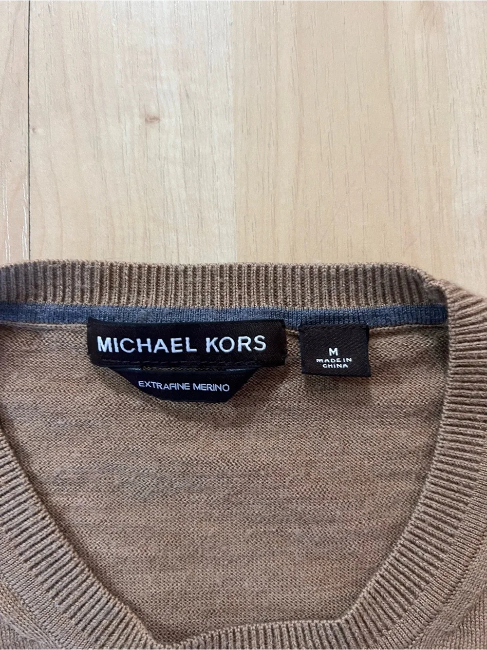 Michael Kors Men's Extrafine Merino Wool Crewneck Sweater Brown Size M Basic